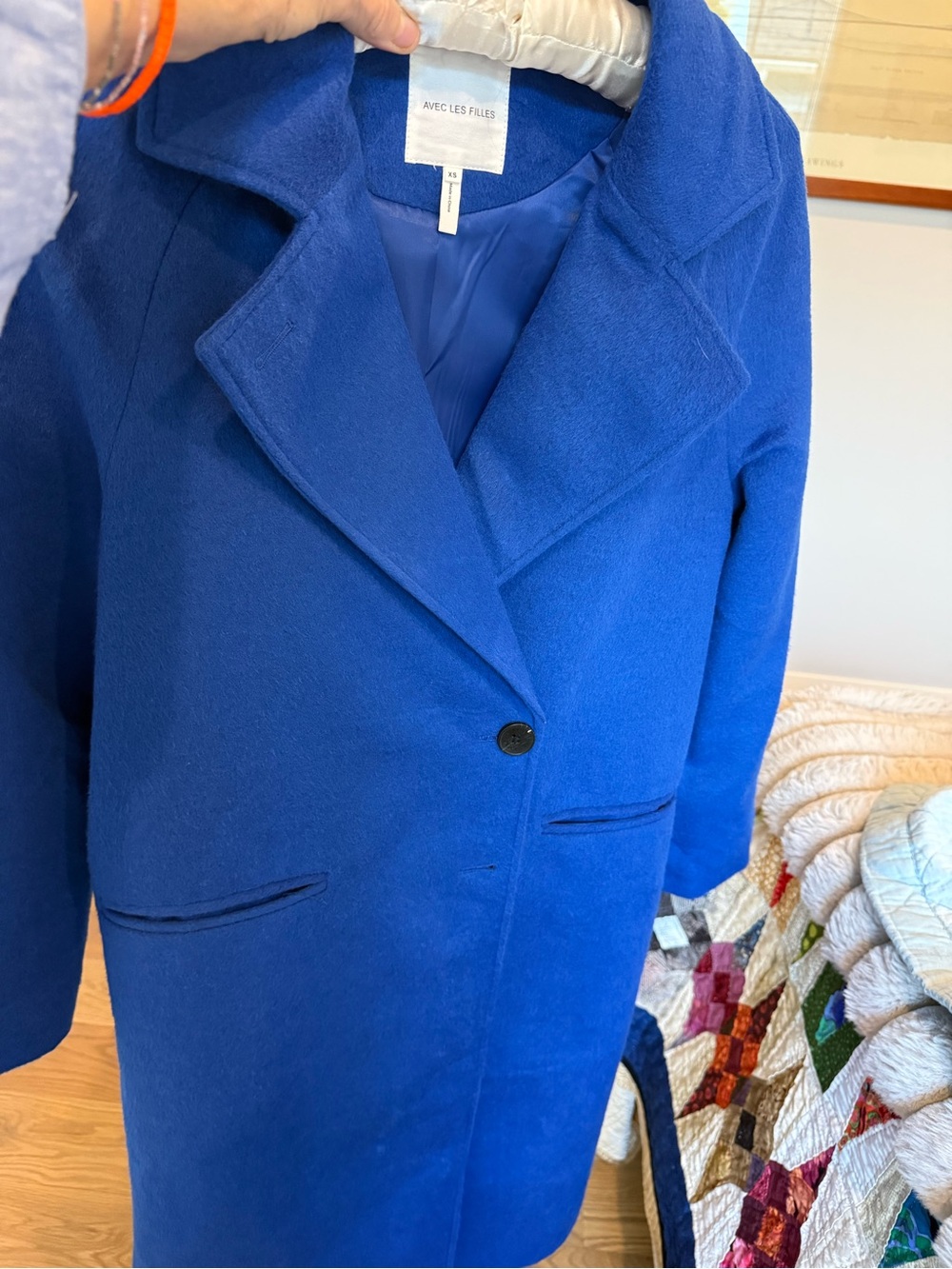 Avec Les Filles Electric Blue Soft Long Coat XS